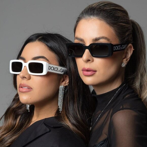 D&G DG6187 331287 BRAND NEW Sunglasses White Dark Grey Rectangle Unisex - Picture 5 of 11